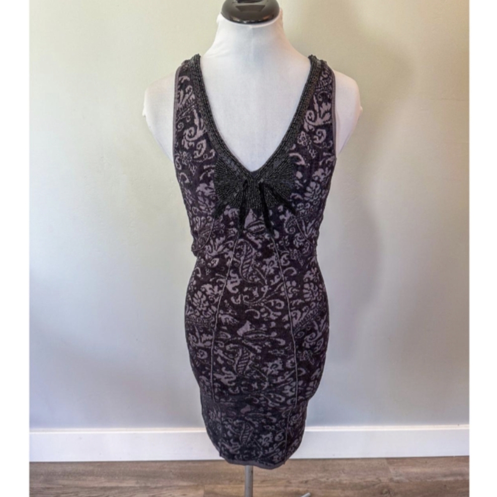 Free People Starstruck Black & Grey Beaded Knit Pullover Bodycon Mini Dress- XS - Picture 11 of 16